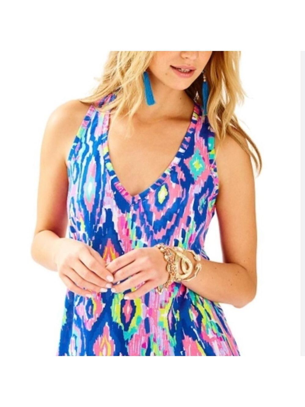 Lilly Pulitzer Kiawha Racerback, Multi Luminescent Print, Size M., Purple Rain